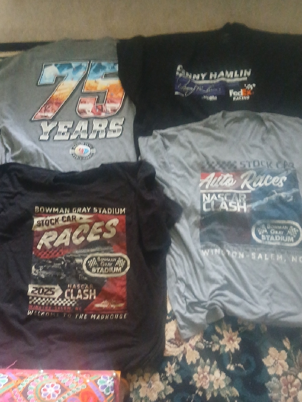 Nascar Mens Short Sleeve Tees Lot - Black, Gray, Light Gray